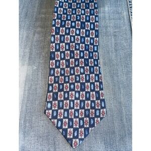 VALENTINO Pietro Italy 100% Pure Silk Blue Burgundy Gray Tie XL Necktie‎